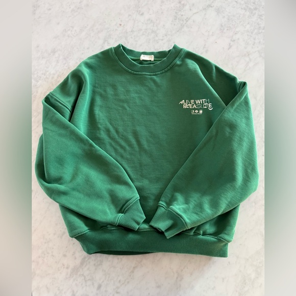 Adanola Tops - adanola “alive with pleasure” green sweatshirt